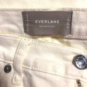 Everlane High Rise Straight Ankle Jean in Bone